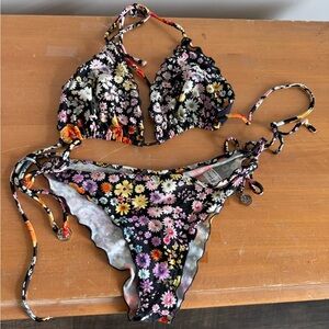 Luli Fama Floral Black Bikini